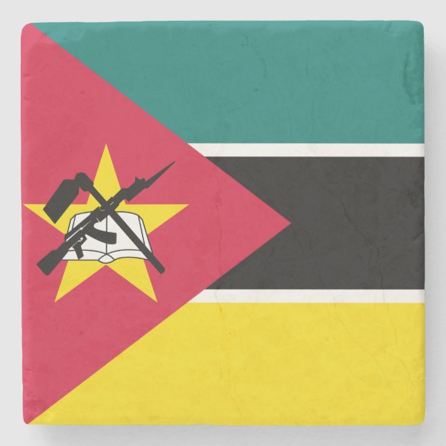 Posavasos De Piedra Bandera de Mozambique (Bandera nacional) (África) (Anverso)