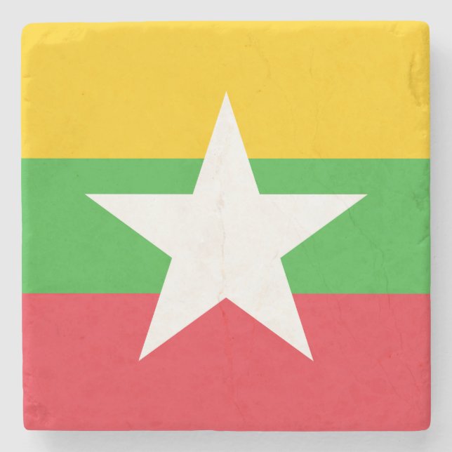 Posavasos De Piedra Bandera de Myanmar (Anverso)