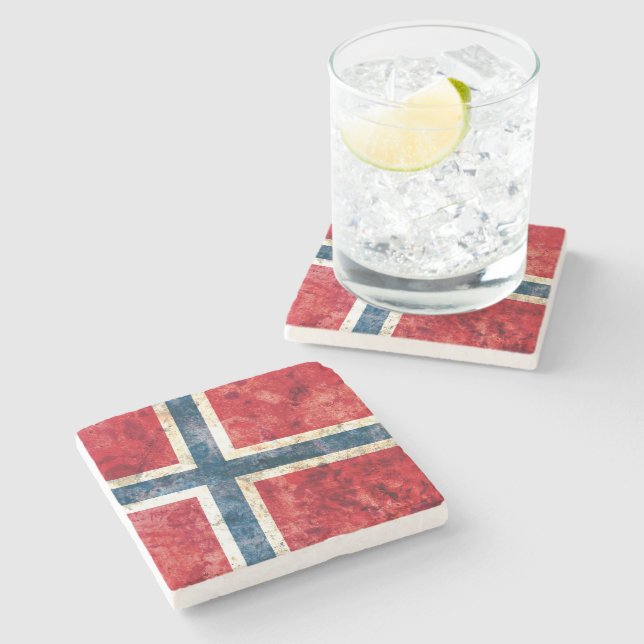 Posavasos De Piedra Bandera de Noruega (Lateral)