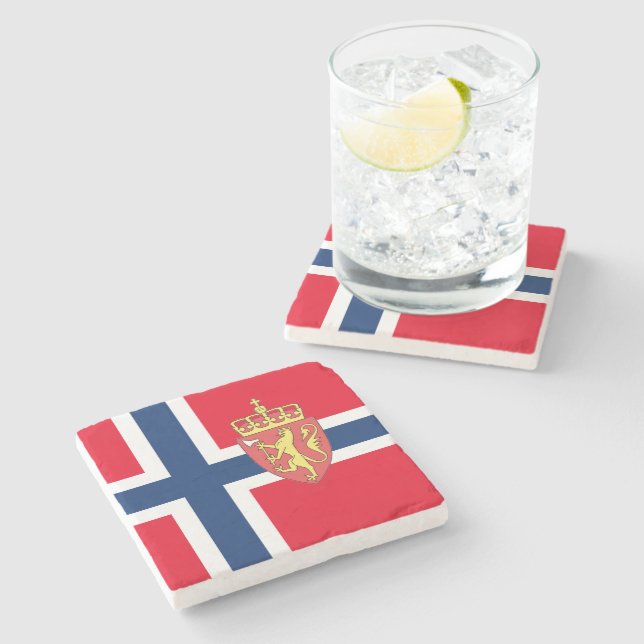 Posavasos De Piedra Bandera de Noruega (Lateral)