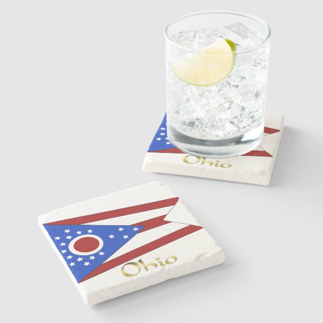 Posavasos De Piedra Bandera de Ohio (Lateral)