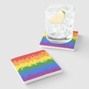 Posavasos De Piedra Bandera de orgullo gay arcoíris mosaico abstracto