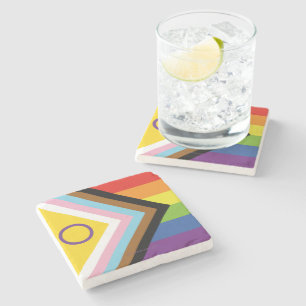 Posavasos De Piedra Bandera de orgullo intersexual de SlipperyJoe's fo