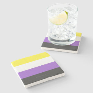 Posavasos De Piedra Bandera de orgullo no binario de SlipperyJoe's ama
