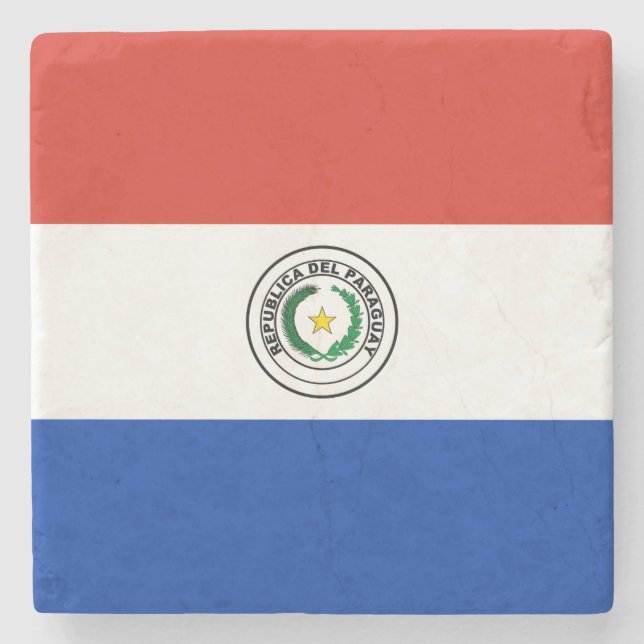 Posavasos De Piedra Bandera de Paraguay (Anverso)