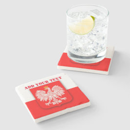 Posavasos De Piedra Bandera de Polonia Copa Mundial 2022 Fútbol Soccer