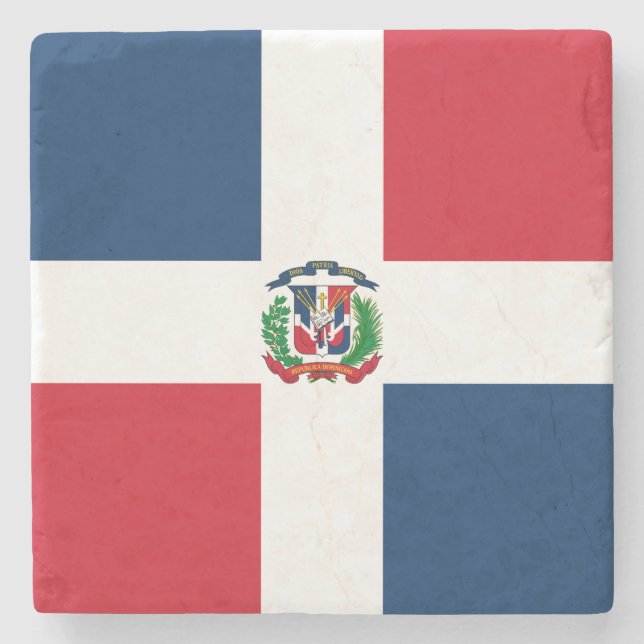 Posavasos De Piedra Bandera de República Dominicana (Anverso)