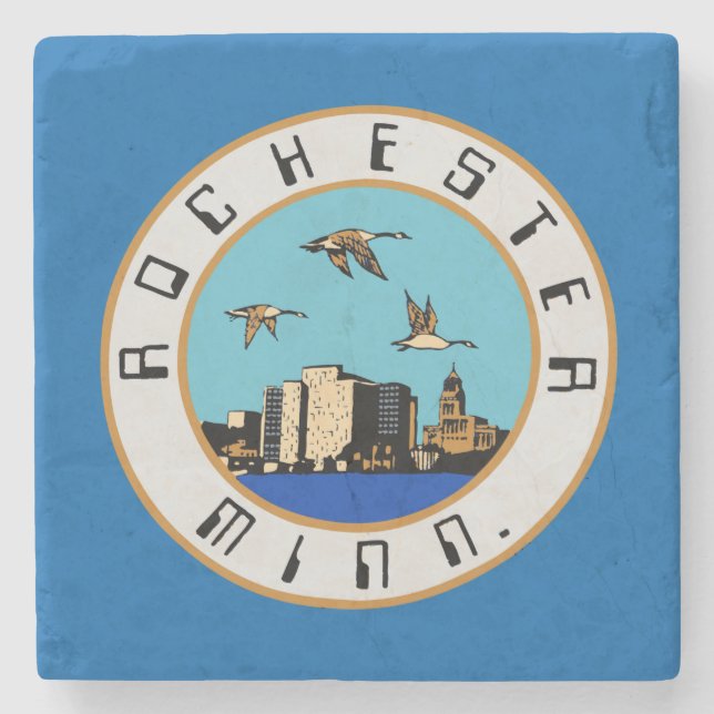Posavasos De Piedra Bandera de Rochester (Minnesota) (Anverso)