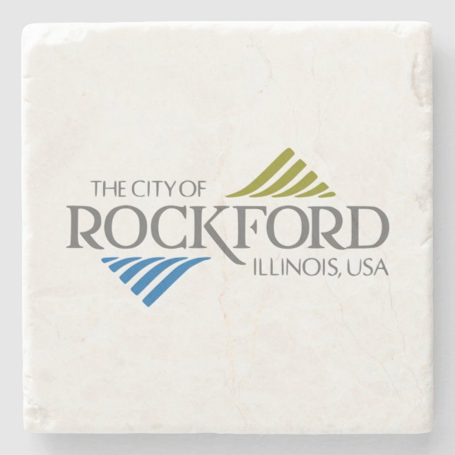 Posavasos De Piedra Bandera de Rockford (Illinois) (Anverso)