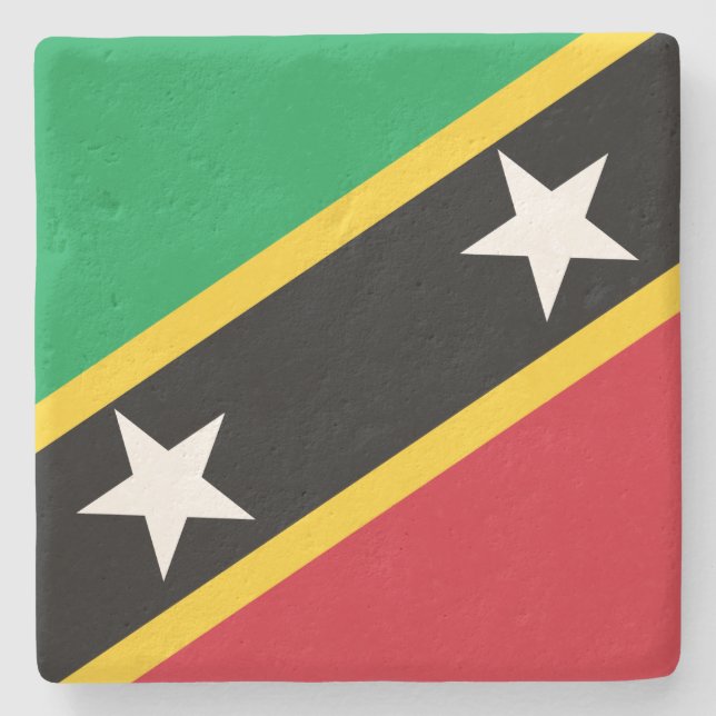 Posavasos De Piedra Bandera de Saint Kitts y Nevis (Caribe) (Anverso)