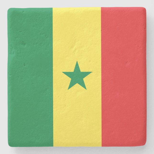 Posavasos De Piedra Bandera de Senegal (Anverso)