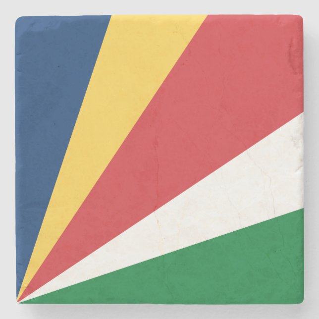 Posavasos De Piedra Bandera de Seychelles (Anverso)