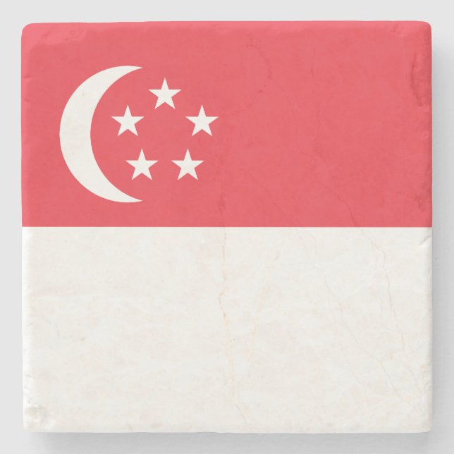 Posavasos De Piedra Bandera de Singapur (Anverso)