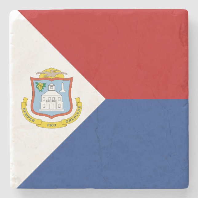 Posavasos De Piedra Bandera de Sint Maarten (Anverso)