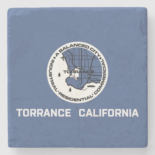 Posavasos De Piedra Bandera de Torrance (California) (Anverso)