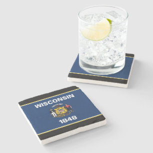 Posavasos De Piedra Bandera de Wisconsin