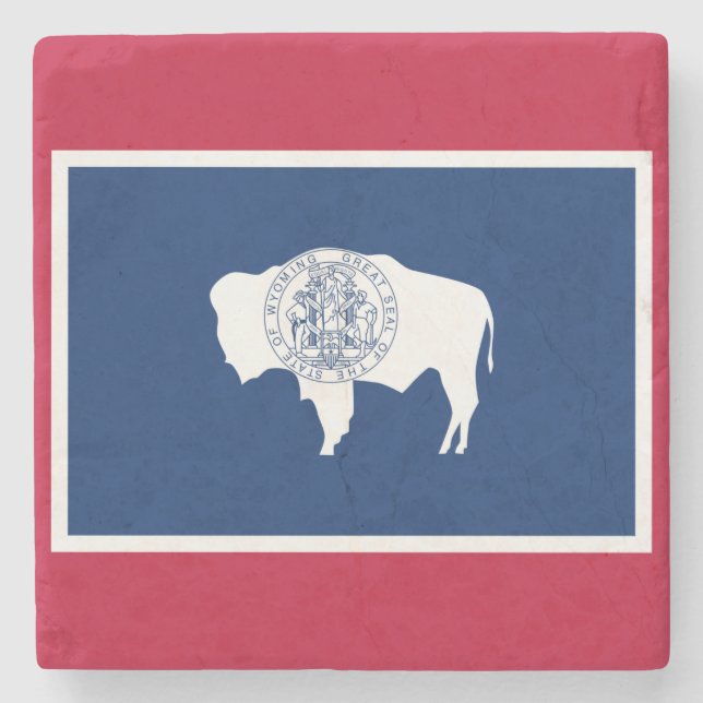 Posavasos De Piedra Bandera de Wyoming (Anverso)