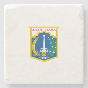 Posavasos De Piedra Bandera de Yakarta (ciudad capital de Indonesia)