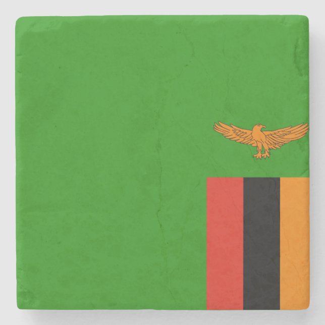 Posavasos De Piedra Bandera de Zambia (Anverso)