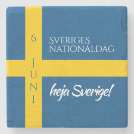 Posavasos De Piedra Bandera del Día Nacional Sueco Sveriges Nationalda