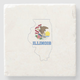 Posavasos De Piedra Bandera del Estado de Illinoise y Mapa