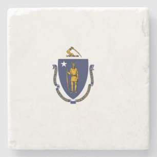Posavasos De Piedra Bandera del estado de Massachusetts