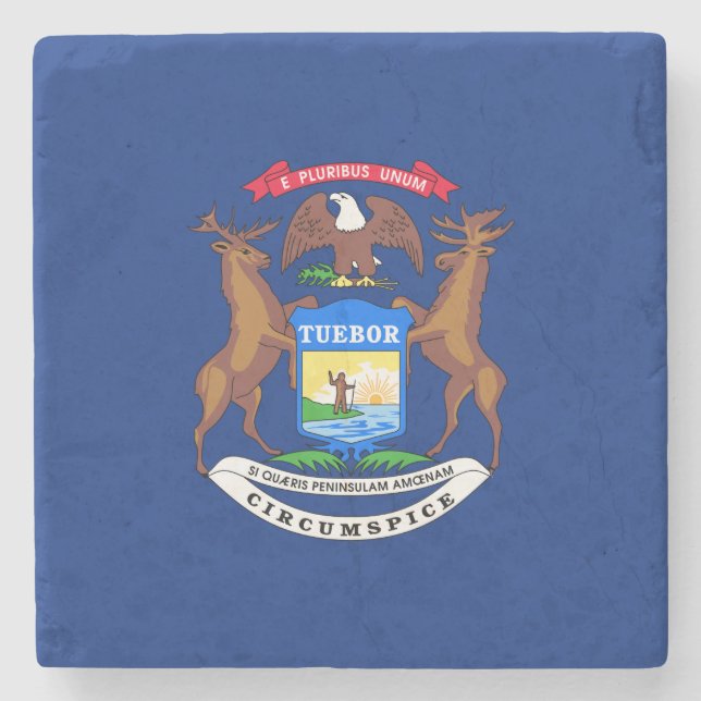 Posavasos De Piedra Bandera del estado de Michigan (Anverso)