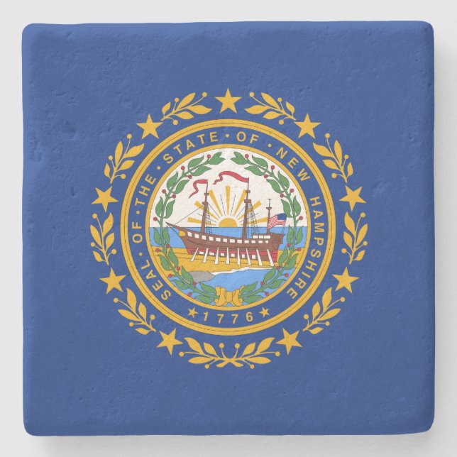 Posavasos De Piedra Bandera del Estado de New Hampshire (Anverso)