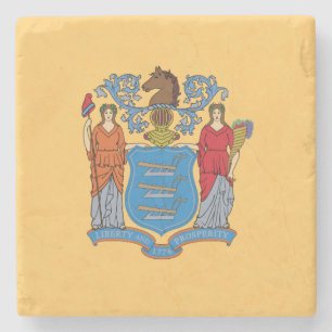 Posavasos De Piedra Bandera del estado de Nueva Jersey