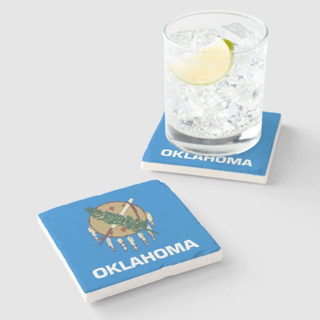 Posavasos De Piedra Bandera del estado de Oklahoma (Lateral)
