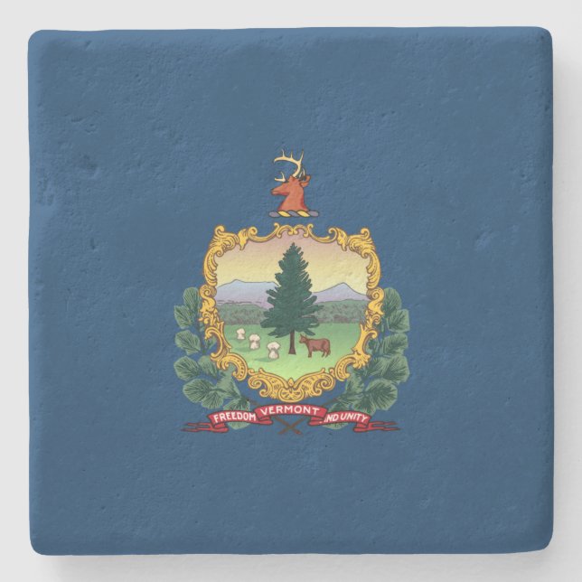 Posavasos De Piedra Bandera del Estado de Vermont (Anverso)
