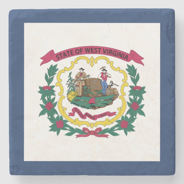 Posavasos De Piedra Bandera del Estado de Virginia Occidental (Anverso)
