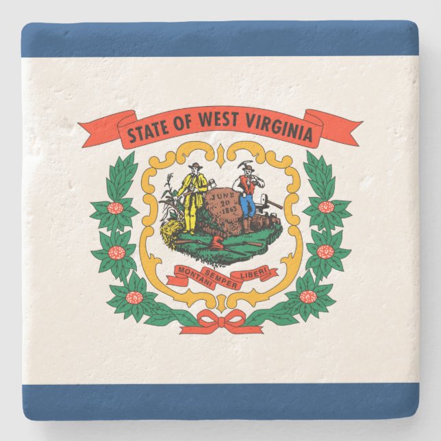 Posavasos De Piedra Bandera del Estado de Virginia Occidental (Anverso)