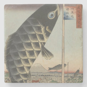 Posavasos De Piedra Bandera del Festival de Peces Koi Japoneses Hirosh