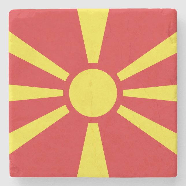 Posavasos De Piedra Bandera del Norte de Macedonia (Anverso)