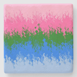 Posavasos De Piedra Bandera del Orgullo Omniromántico Abstracto Trippy