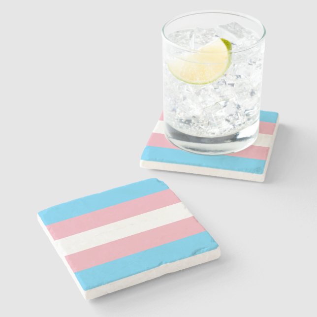 Posavasos De Piedra Bandera del Orgullo Transgénero (Lateral)