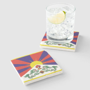Posavasos De Piedra Bandera del Tíbet - Bandera del León de Nieve