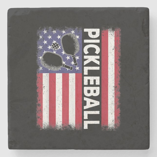 Posavasos De Piedra Bandera estadounidense de baloncesto divertida Lov (Anverso)