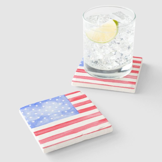 Posavasos De Piedra Bandera estadounidense de estrellas y bandas (Lateral)