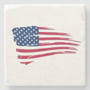 Posavasos De Piedra Bandera estadounidense desgastada