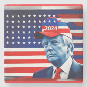 Posavasos De Piedra Bandera estadounidense Donald Trump 2024