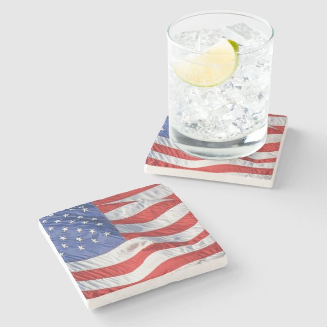 Posavasos De Piedra Bandera estadounidense ondía patriótica (Lateral)