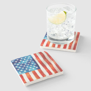 Posavasos De Piedra Bandera estadounidense patriota del 4 de julio de 