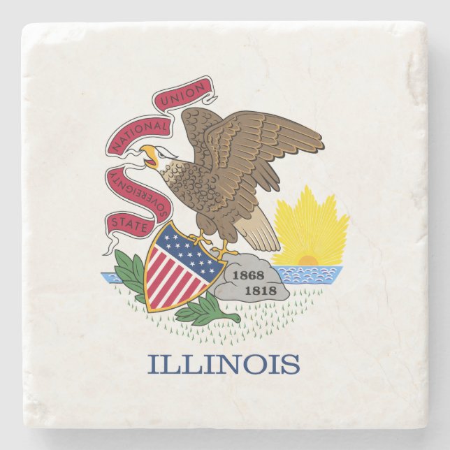 Posavasos De Piedra Bandera Estatal de Illinois (Anverso)