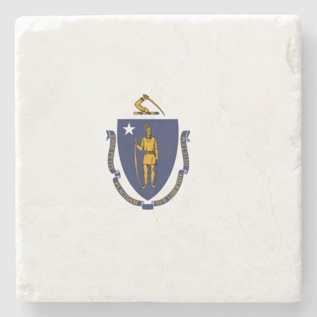 Posavasos De Piedra Bandera estatal de Massachusetts (Anverso)