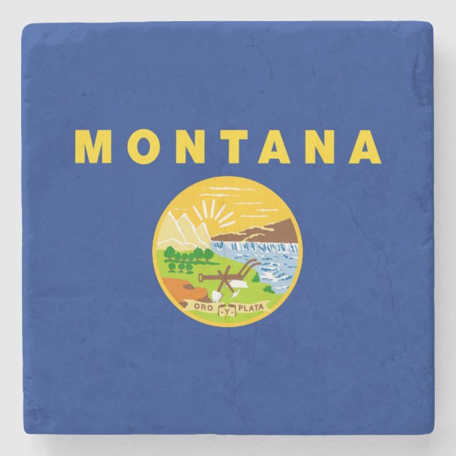 Posavasos De Piedra Bandera Estatal de Montana (Anverso)