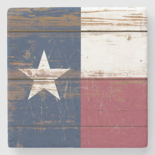 Posavasos De Piedra Bandera Estatal de Texas de madera antigua