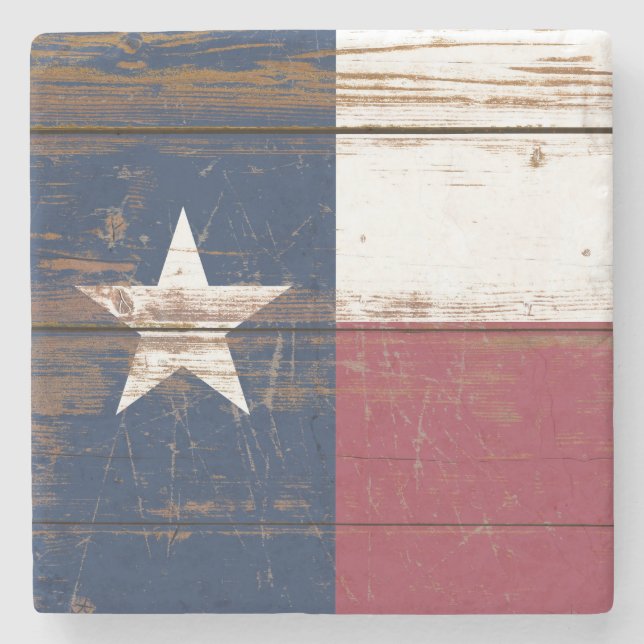 Posavasos De Piedra Bandera Estatal de Texas de madera antigua (Anverso)