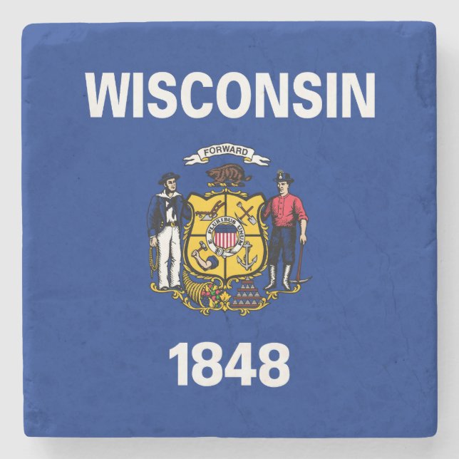 Posavasos De Piedra Bandera estatal de Wisconsin (Anverso)